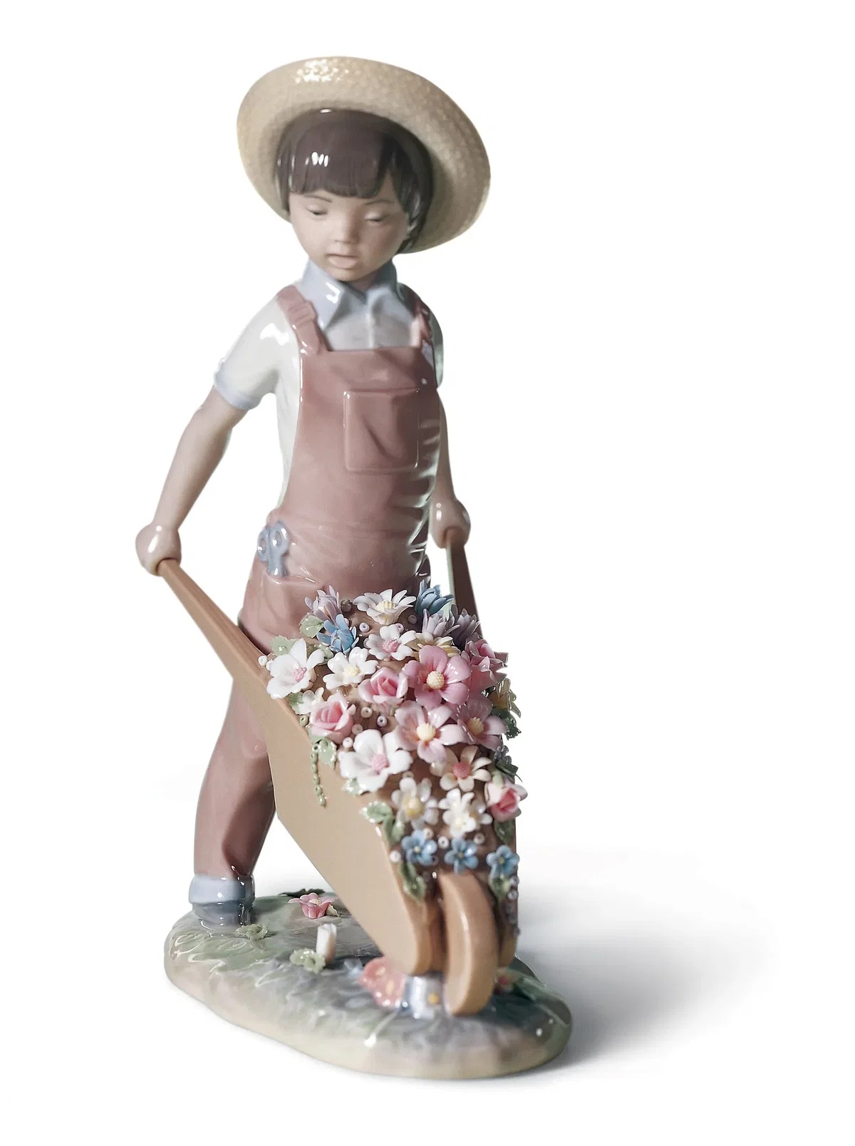 WHEELBARROW WITH FLOWERS by Lladro — Porcelain Figurine