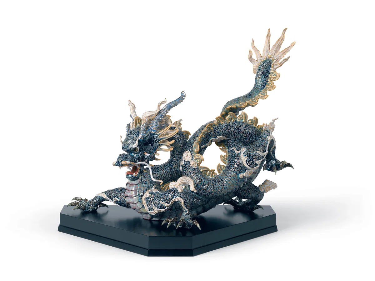 Great Dragon - Golden Lustre and Blue by Lladro — Porcelain Figurine