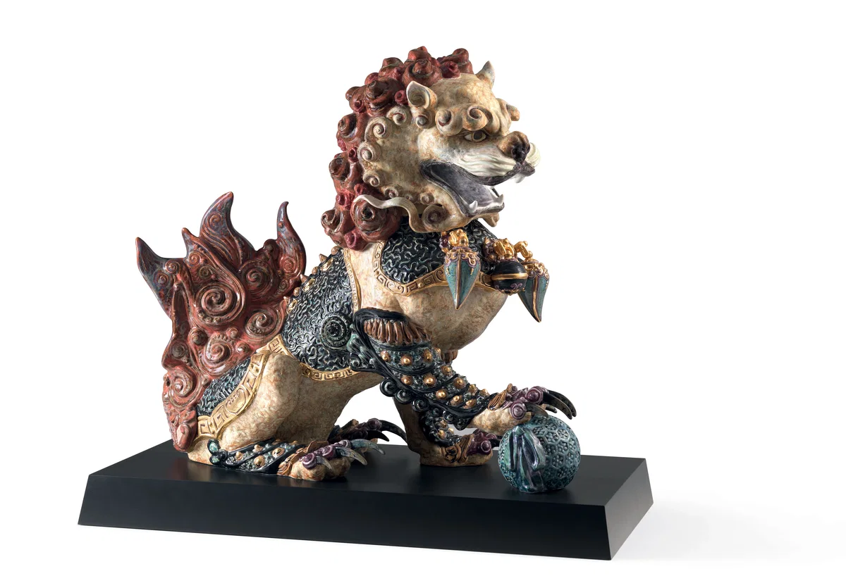 Guardian Lion - Red by Lladro — Porcelain Figurine