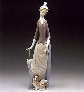 Lladro - Woman with Dog