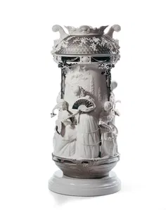 Lladro - Ladies in Garden Vase Limited Edition. Silver Lustre