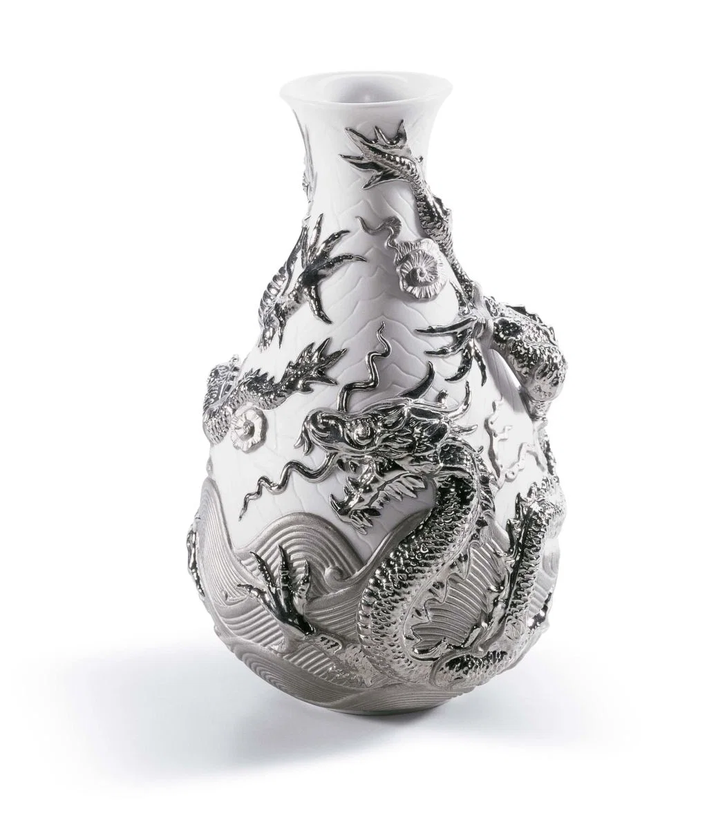 Bud Vase Dragons - Mixed Background by Lladro — Porcelain Figurine