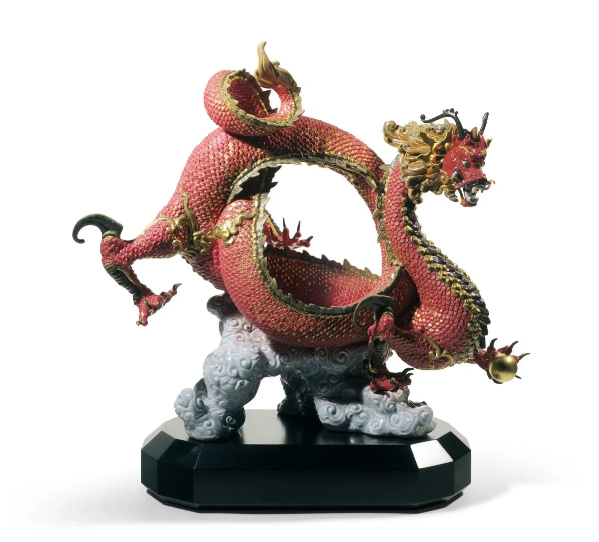 Auspicious Dragon Sculpture Red by Lladro — Porcelain Figurine