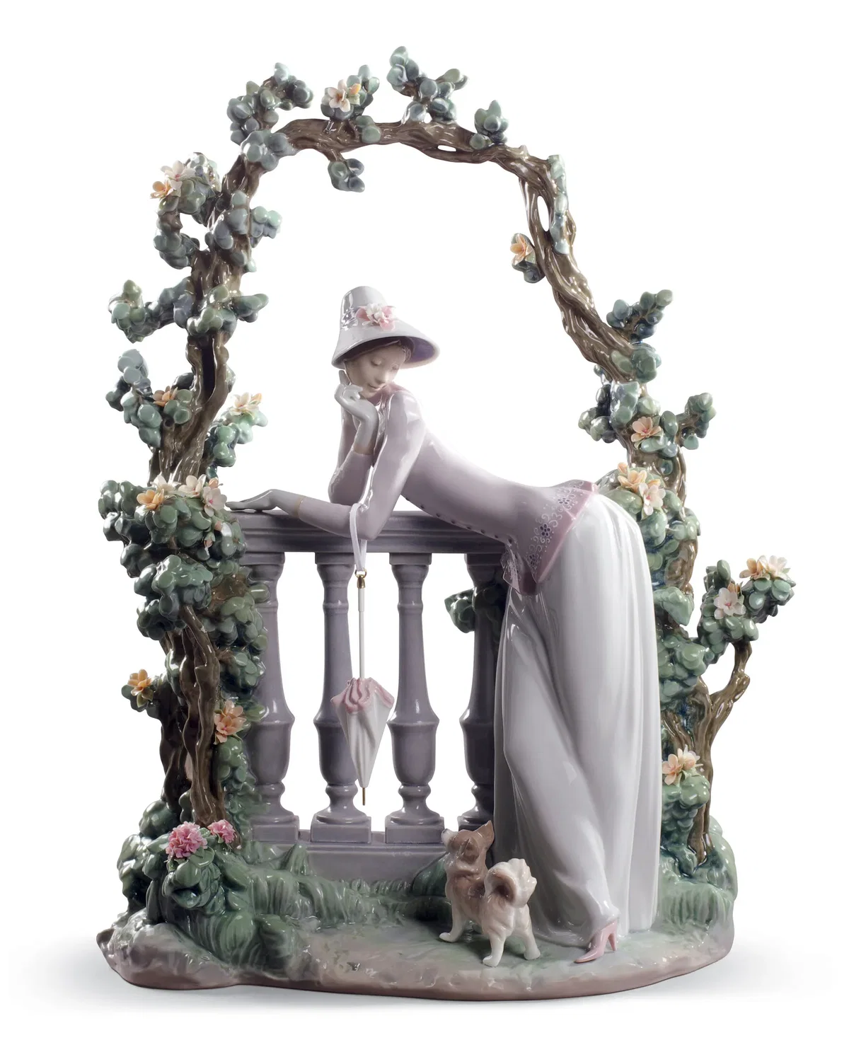 In The Balustrade Woman Sculpture by Lladro — Porcelain Figurine