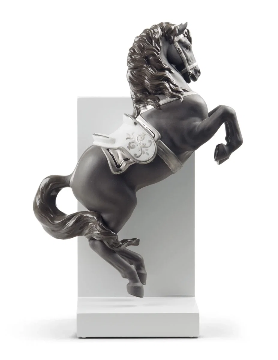 Horse on Pirouette Silver Lustre by Lladro — Porcelain Figurine