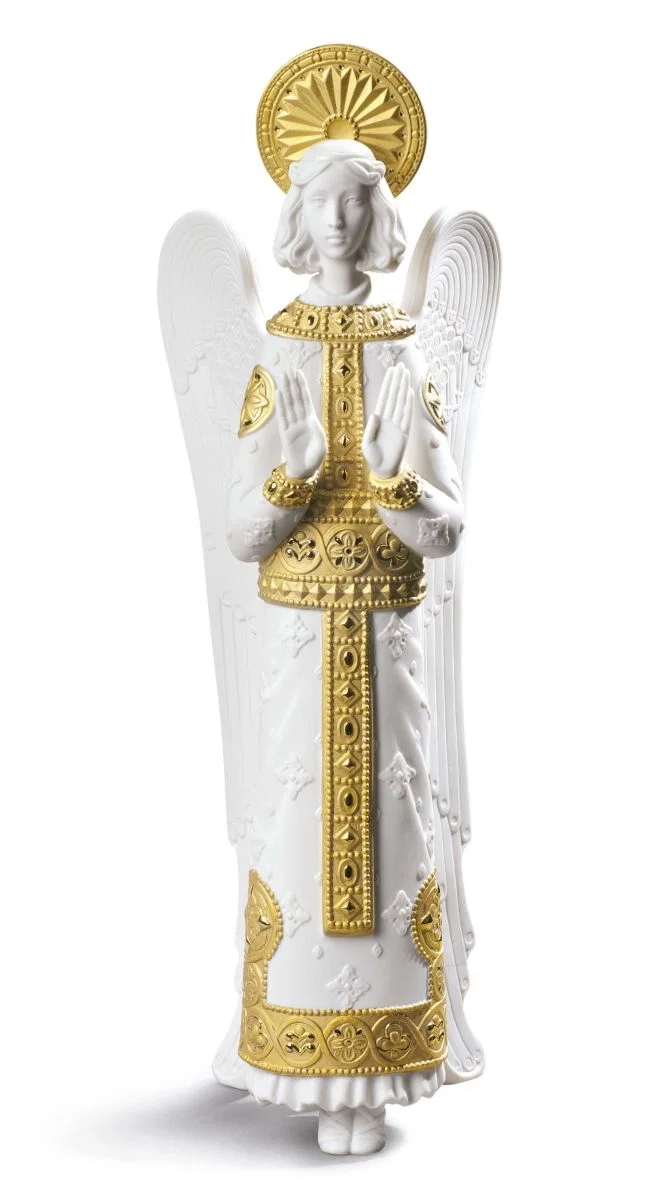 ROMANESQUE ANGEL (WHITE-GOLDEN) by Lladro — Porcelain Figurine