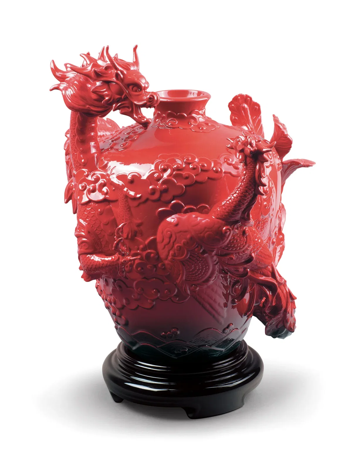 Dragon and Phoenix Vase by Lladro — Porcelain Figurine