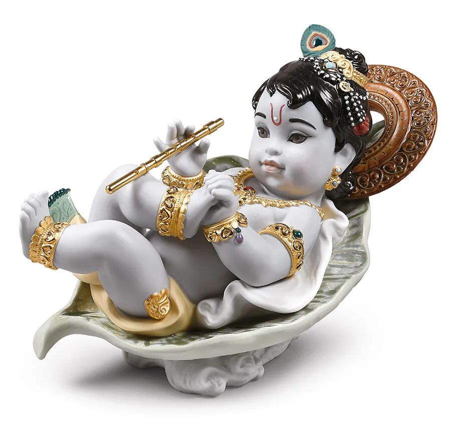 Krishna on Leaf by Lladro — Porcelain Figurine