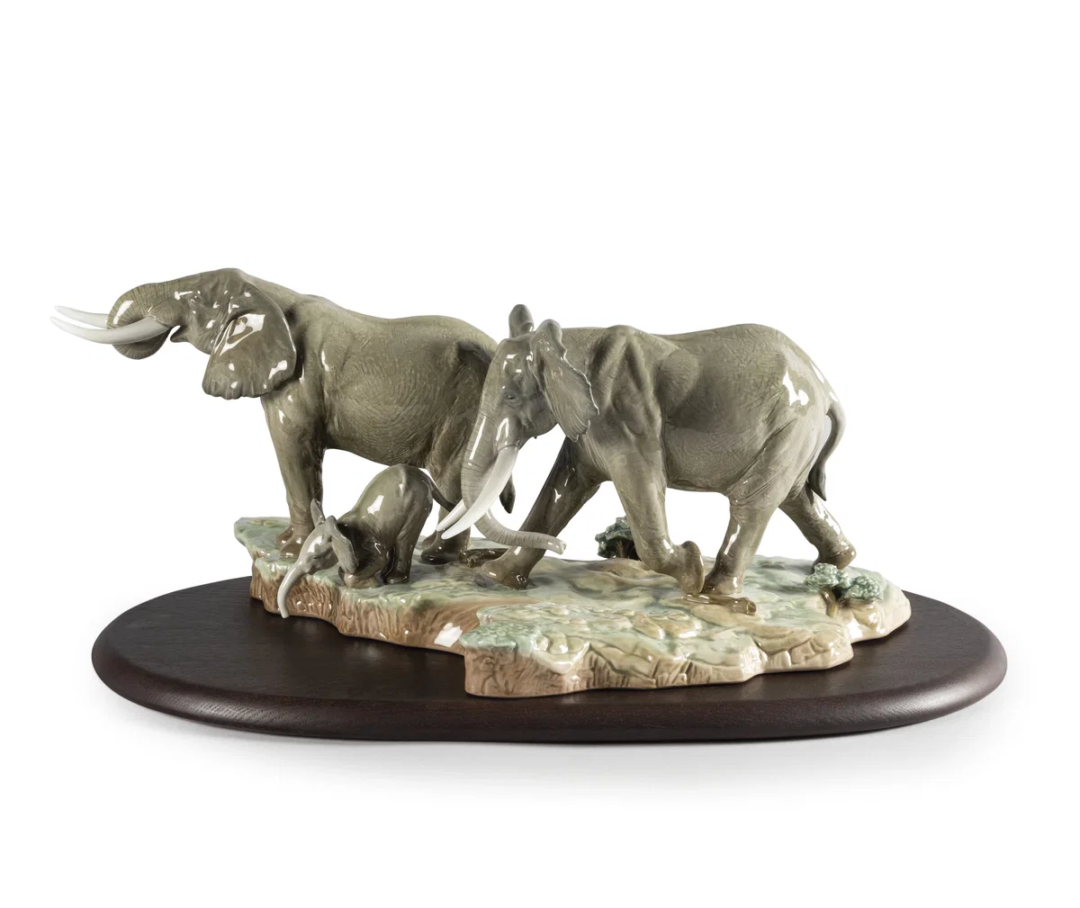 A Stop Along The Way Elephants by Lladro — Porcelain Figurine