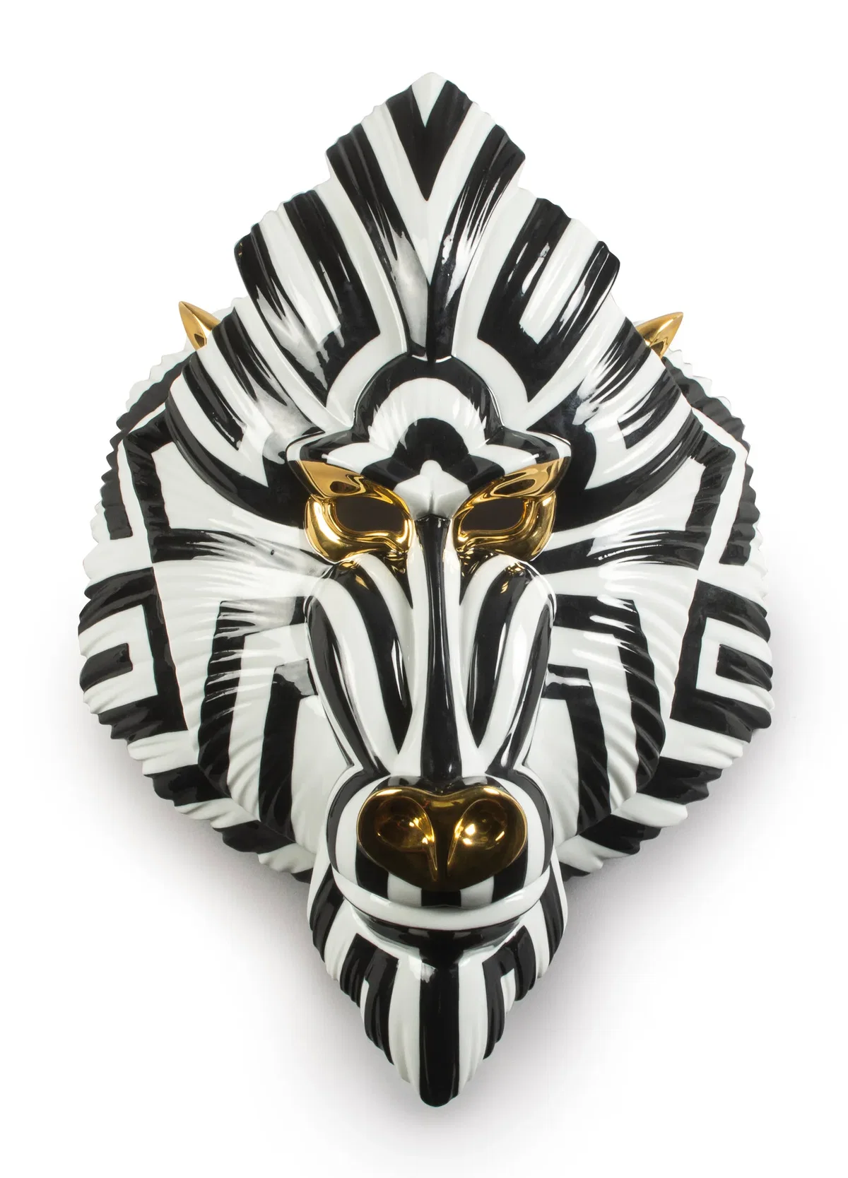 Mandrill Mask. Black and Gold by Lladro — Porcelain Figurine
