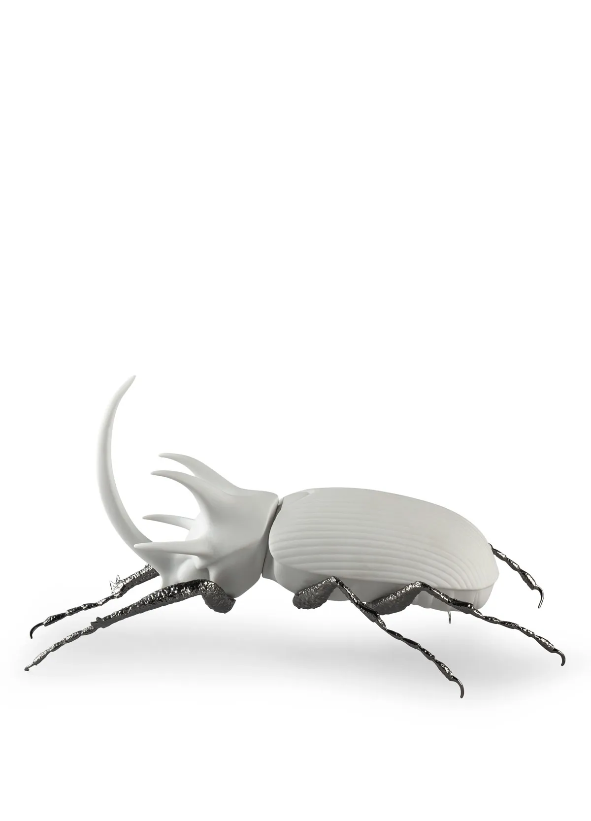 Rhinoceros Beetle Figurine. Matte White by Lladro — Porcelain Figurine