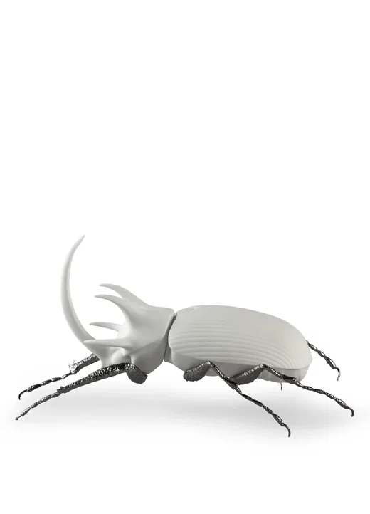 Rhinoceros Beetle Figurine. Matte White by Lladro