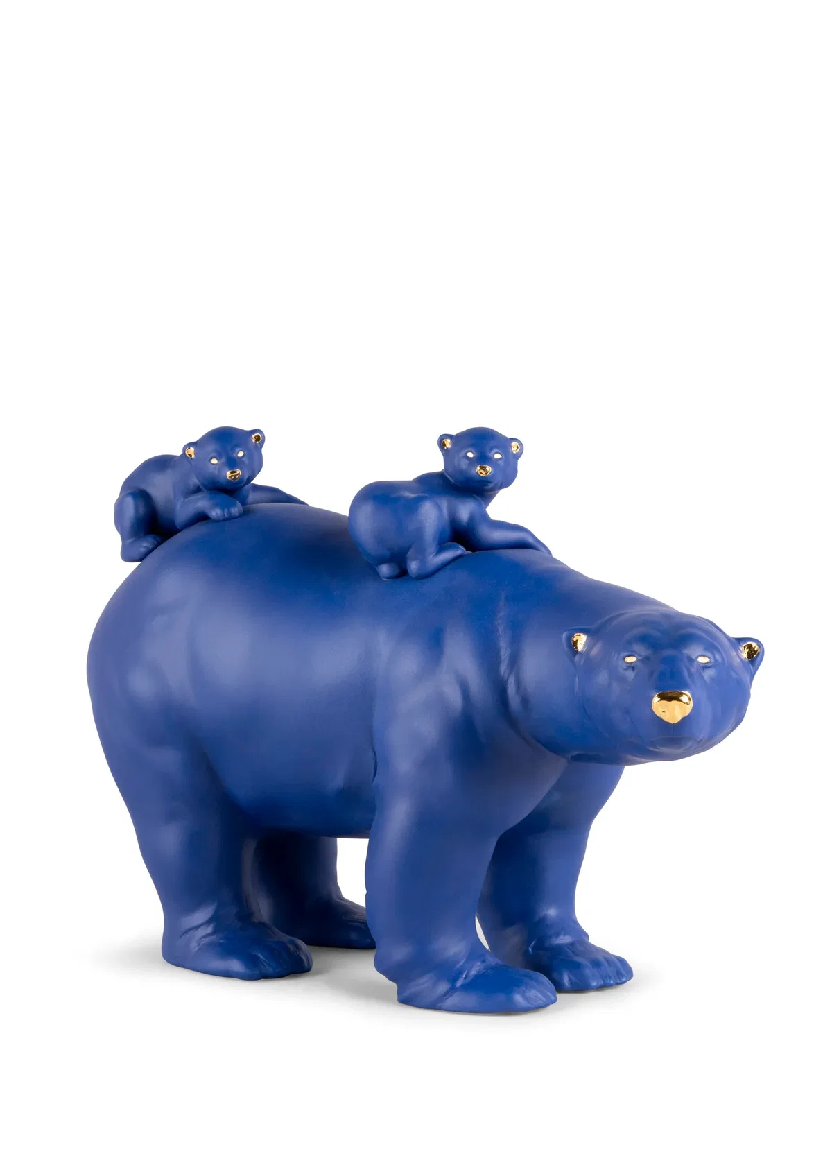Mummy bear and babies (blue-gold) Sculpture. Limited Edition by Lladro — Porcelain Figurine