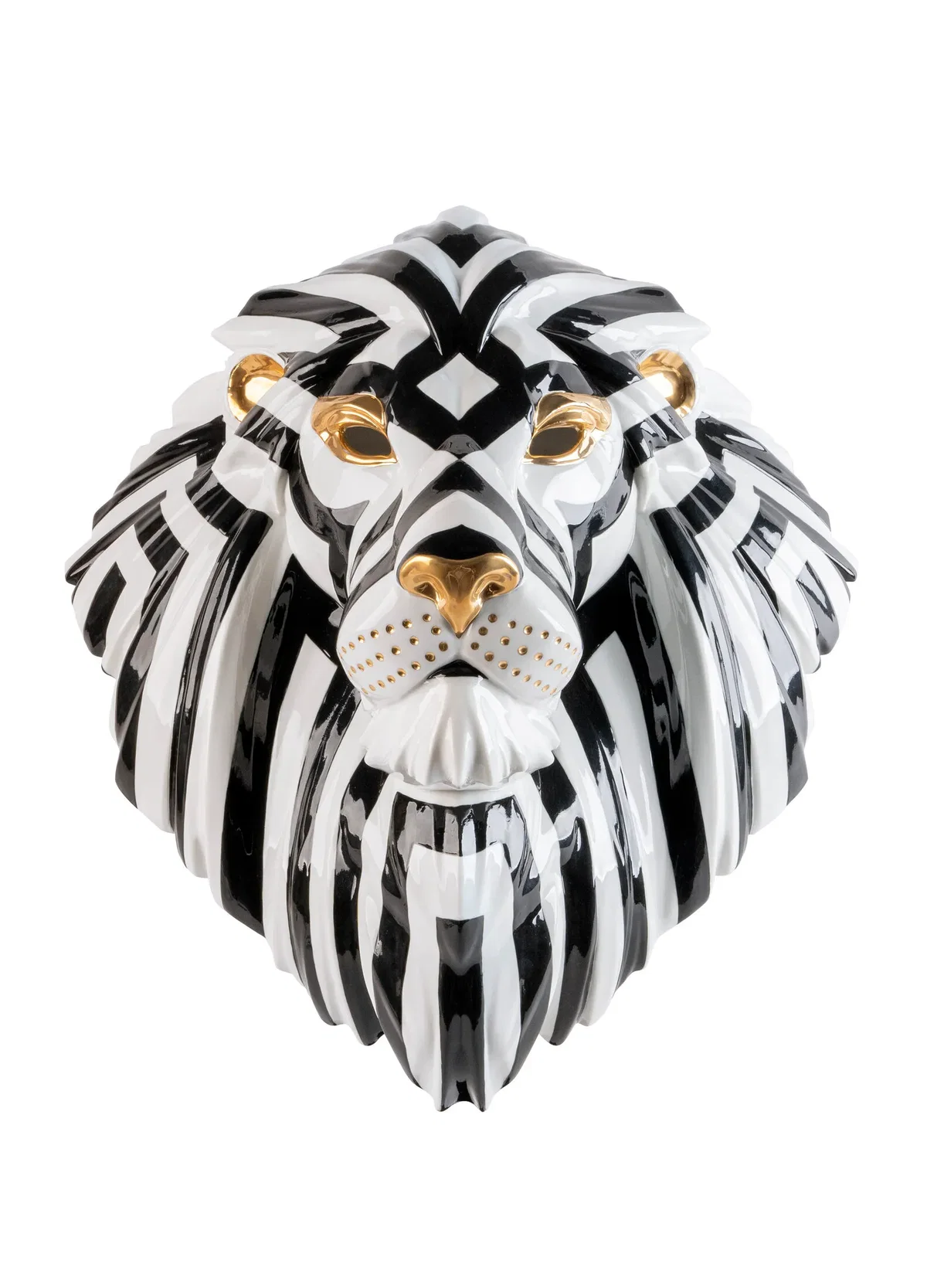 Lion mask. Black-gold by Lladro — Porcelain Figurine
