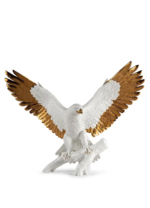 Freedom eagle Sculpture. White and copper by Lladro