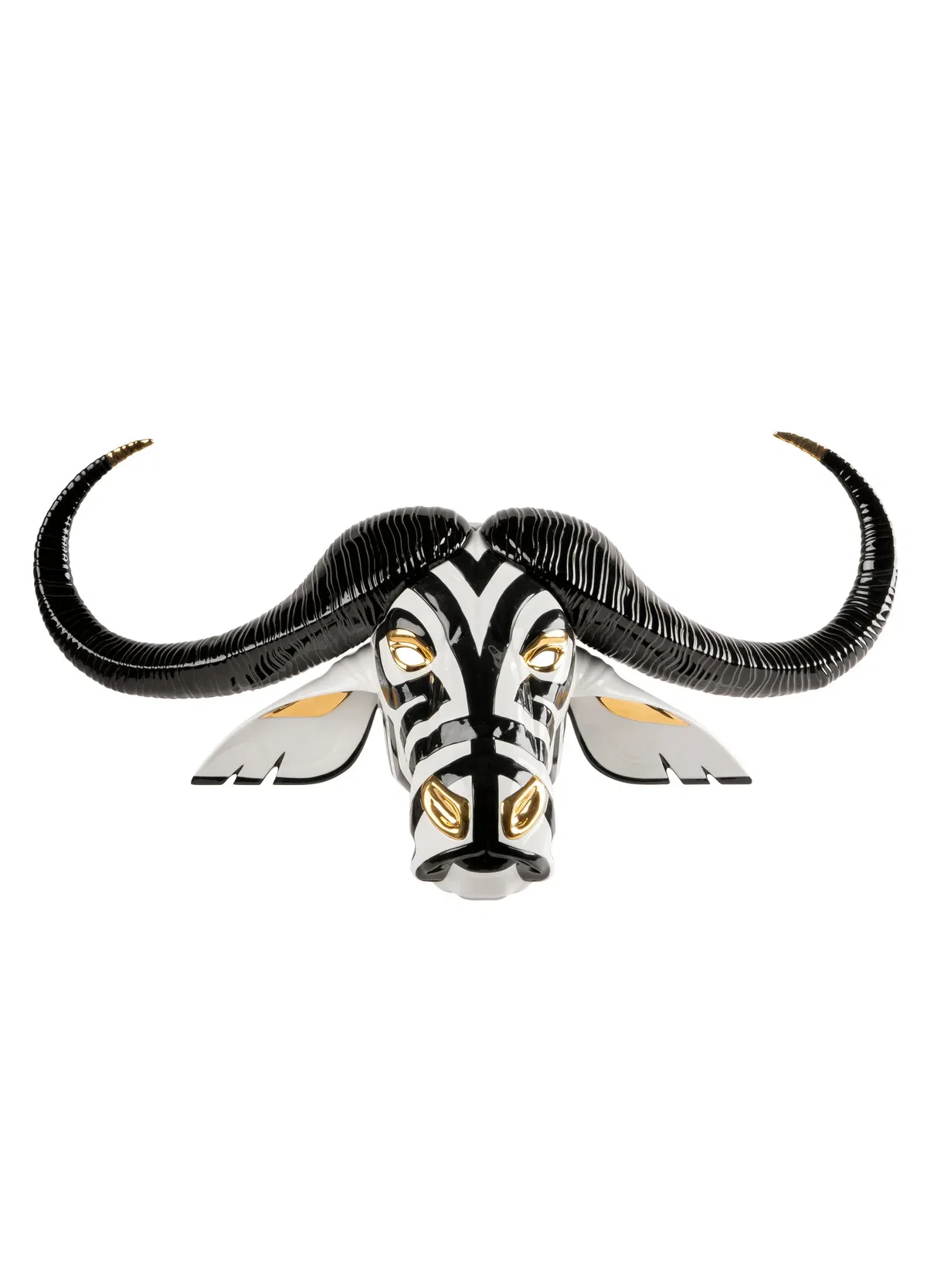 Buffalo mask. Black and Gold by Lladro — Porcelain Figurine
