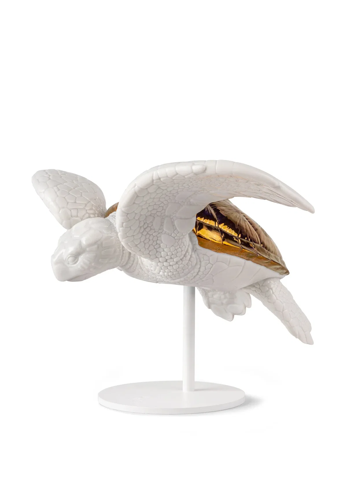 Sea Turtle I (white - copper) Sculpture by Lladro — Porcelain Figurine