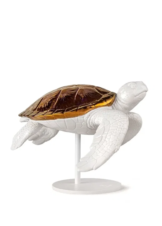 Sea Turtle II (white - copper) Sculpture by Lladro