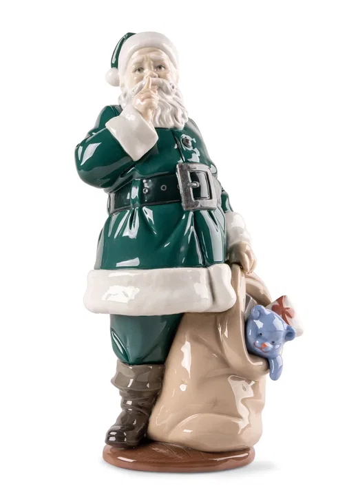 Santa is here Sculpture. Green by Lladro