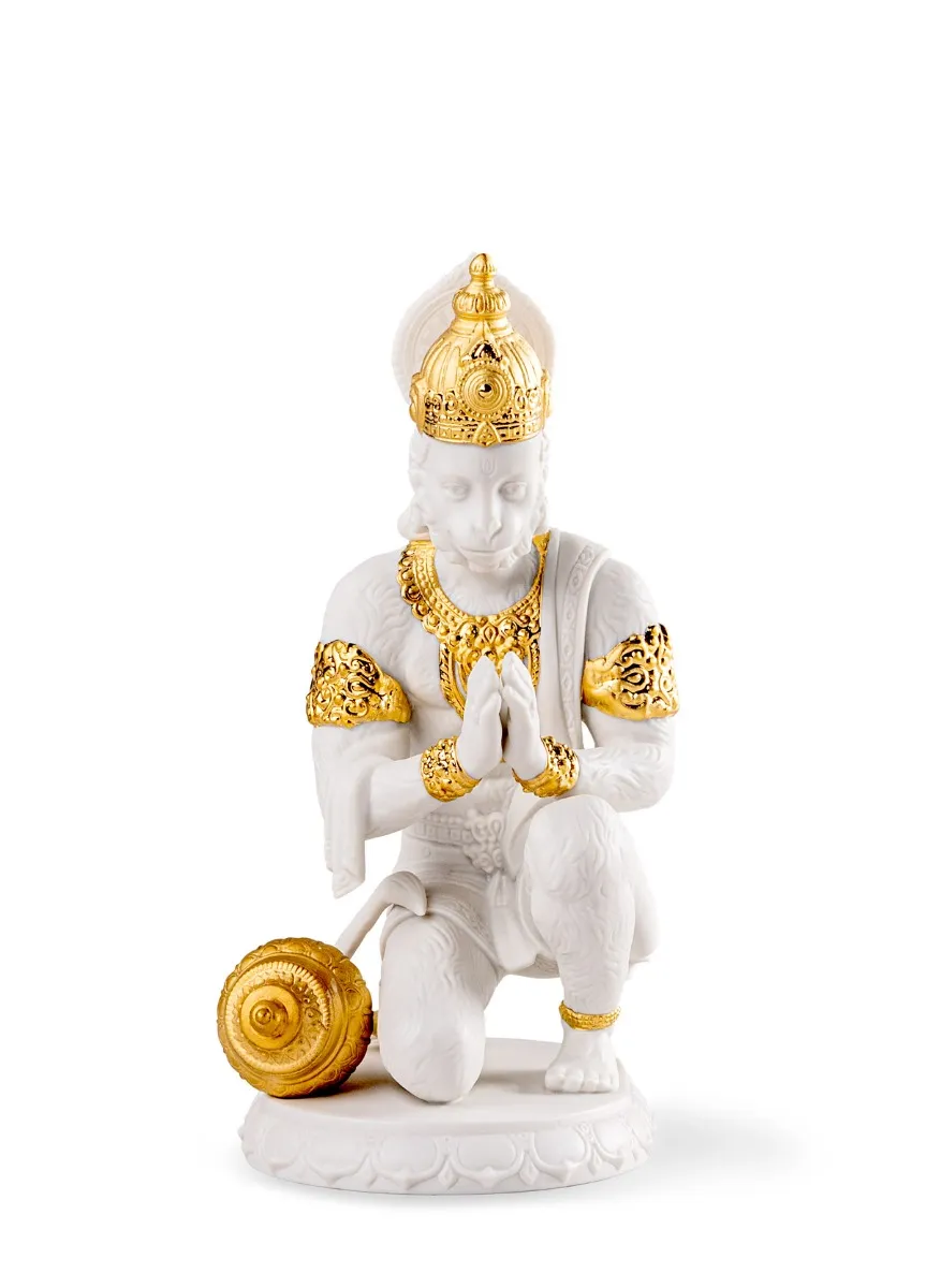 Hanuman Sculpture. Golden Luster by Lladro — Porcelain Figurine