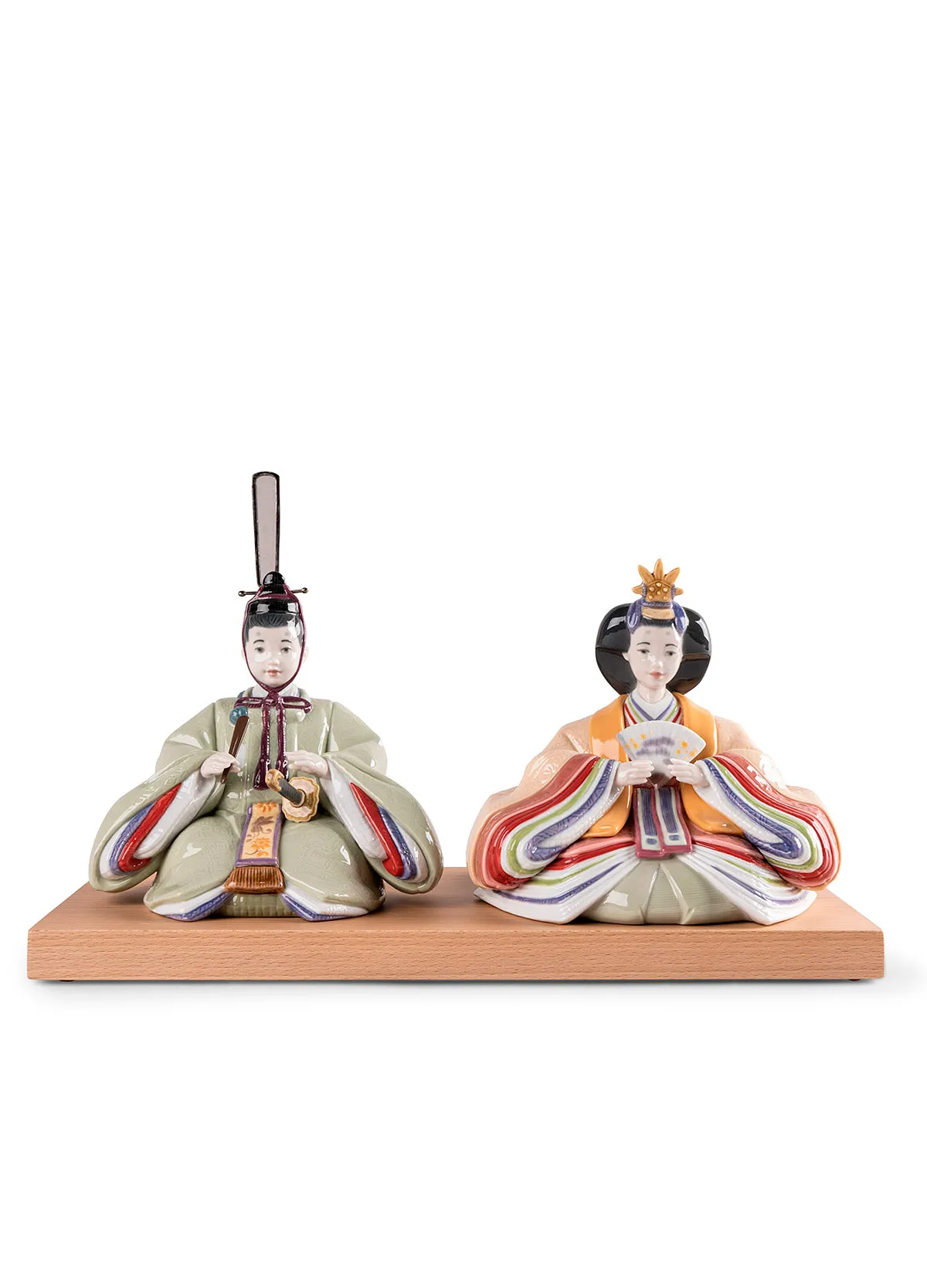 Hina Dolls Sculpture. Green-yellow. Limited Edition by Lladro — Porcelain Figurine