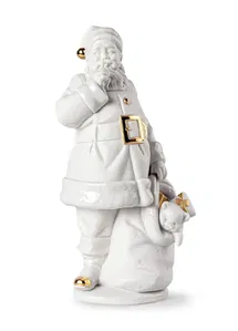 Lladro - Santa is here Sculpture. White-gold