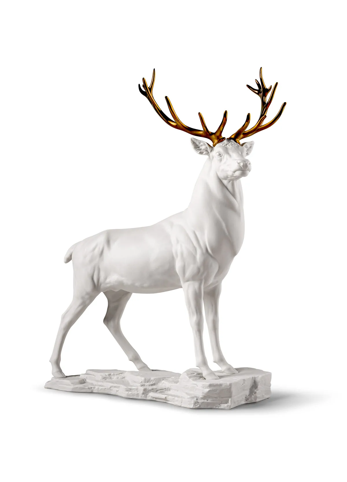 Deer Sculpture. White-copper by Lladro — Porcelain Figurine