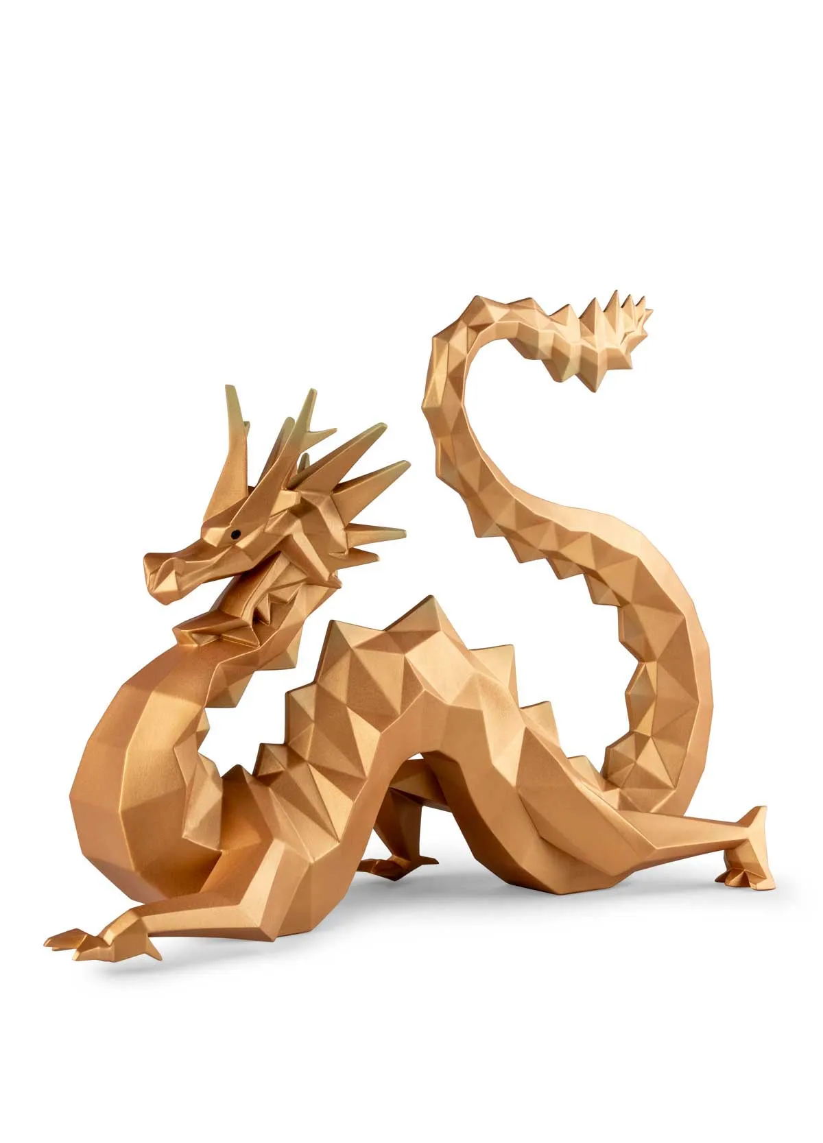 Dragon Sculpture. Golden. Limited Edition by Lladro — Porcelain Figurine