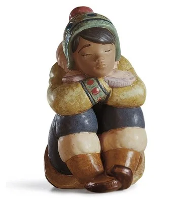 PENSIVE ESKIMO BOY by Lladro — Porcelain Figurine
