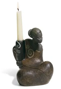 Lladro Pulse Of Africa - WOMAN WITH JAR CANDLEHOLDER PULSE OF AFRICA