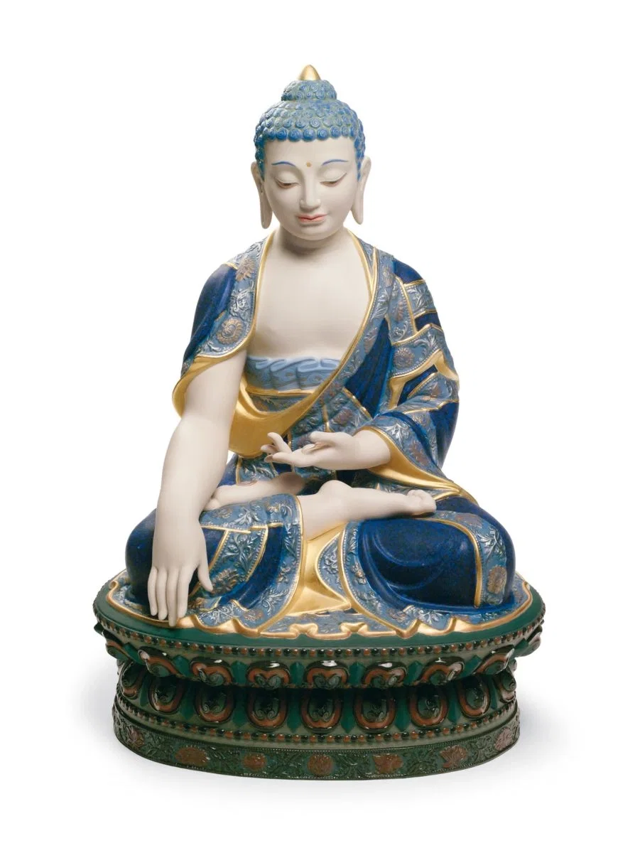 Shakyamuni Buddha Sculpture. Golden Lustre by Lladro — Porcelain Figurine