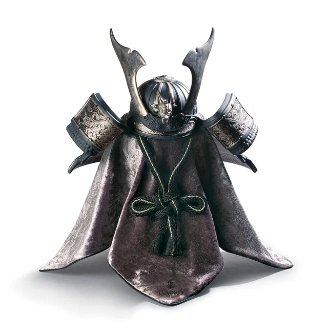 Dragon Samurai Helmet Silver Lustre by Lladro