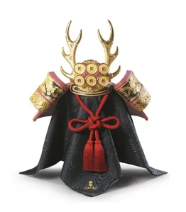 Lladro - Red Samurai Helmet Golden Lustre