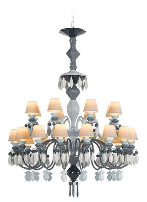 Lladro Lighting - Belle de Nuit 24 Lights Chandelier Black
