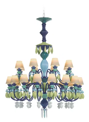 Lladro Lighting - Belle de Nuit 24 Lights Chandelier Green