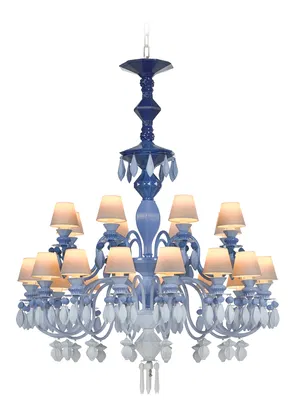 Lladro Lighting - Belle de Nuit 24 Lights Chandelier Blue