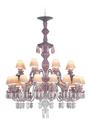 Lladro Lighting - Belle de Nuit 24 Lights Chandelier Pink