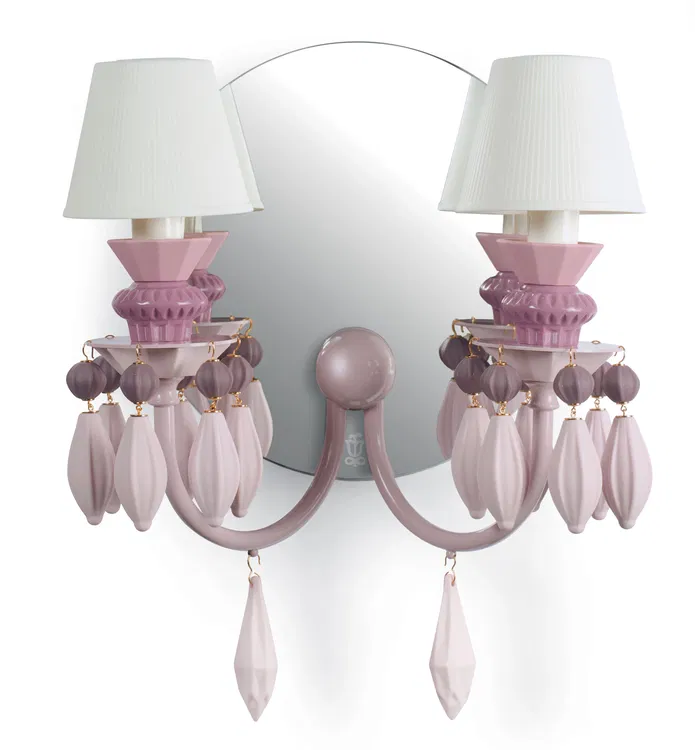 Lladro Lighting - Belle de Nuit 2 Lights Wall Sconce Pink