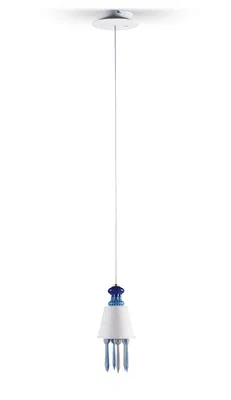 Lladro Lighting - Belle de Nuit Ceiling Lamp with Lithophane Blue