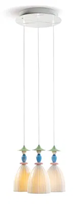 Lladro Lighting - Mademoiselle Round Canopy 3 Lights Sharing Secrets Ceiling Lamp