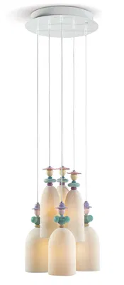 Lladro Lighting - Mademoiselle 6 Lights Gathering in The Lawn Ceiling Lamp