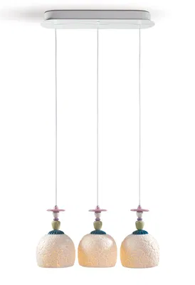 Lladro Lighting - Mademoiselle Lineal Canopy 3 Lights Gazing at The Ocean Ceiling Lamp 