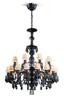 Lladro Lighting - Belle de Nuit 24 Lights Chandelier Absolute Black