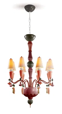 Lladro Lighting - Ivy and Seed 8 Lights Chandelier Red Coral