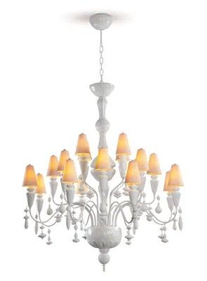 Lladro Lighting - Ivy and Seed 20 Lights Chandelier Medium Model White