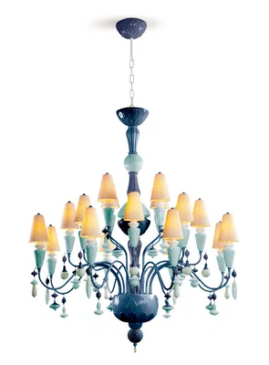 Lladro Lighting - Ivy and Seed  20 Lights Chandelier Medium Model Ocean 