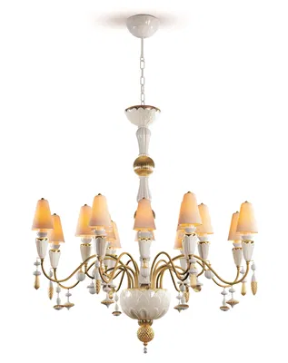 Lladro Lighting - Ivy and Seed 16 Lights Chandelier Medium Flat Model Golden Luster