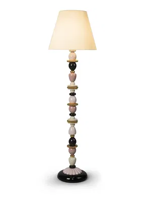 Lladro Lighting - Firefly Floor Lamp Pink and Golden Luster