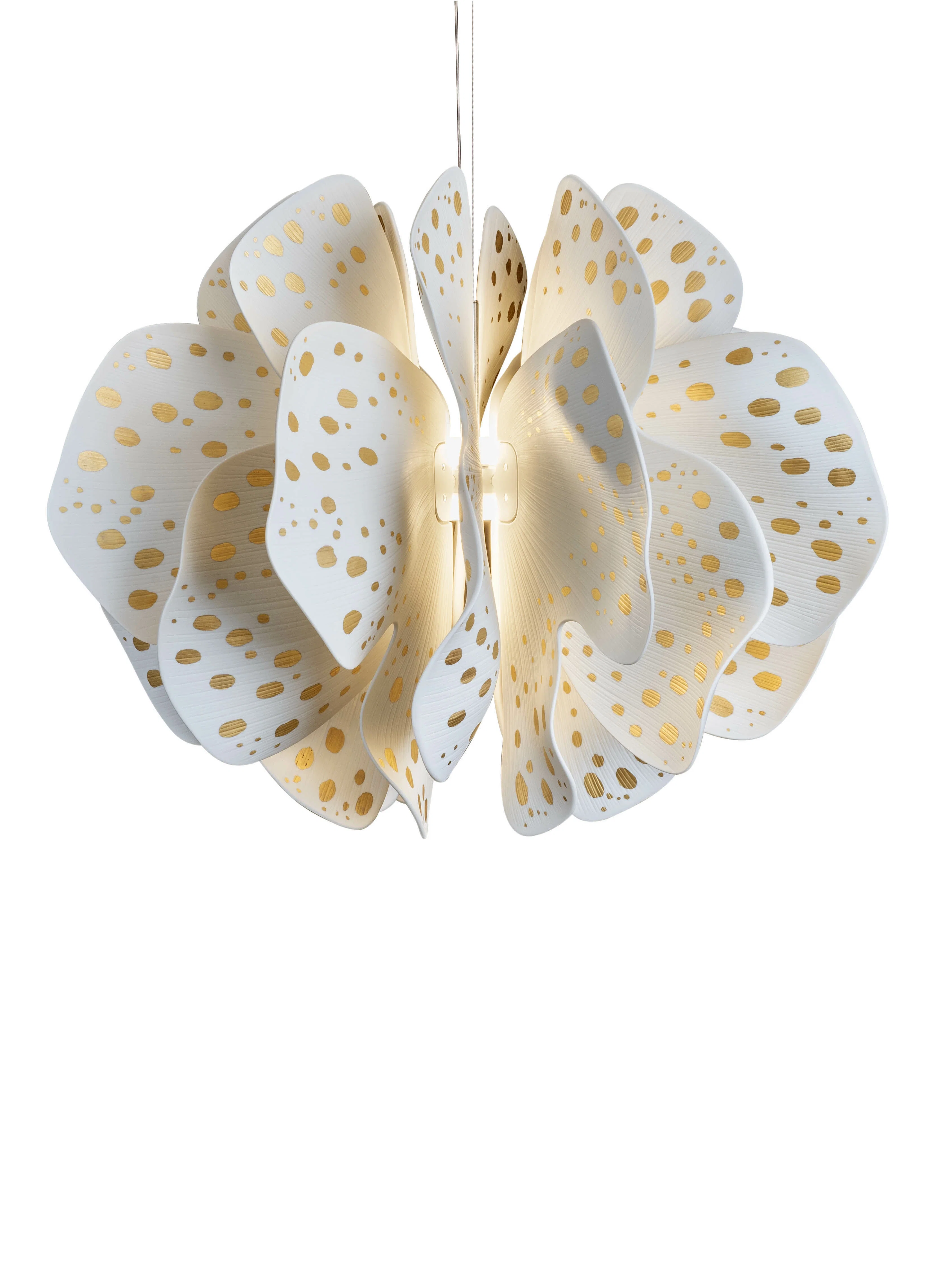 Nightbloom Hanging Lamp 60cm White & gold by Lladro Lighting — Lighting