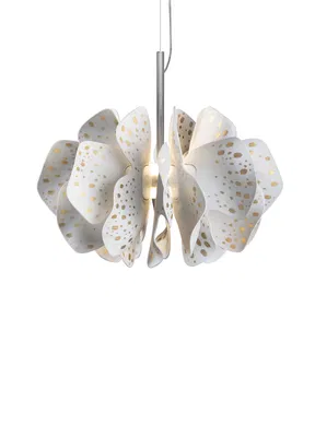 Lladro Lighting - Nightbloom Hanging Lamp 40cm White & gold